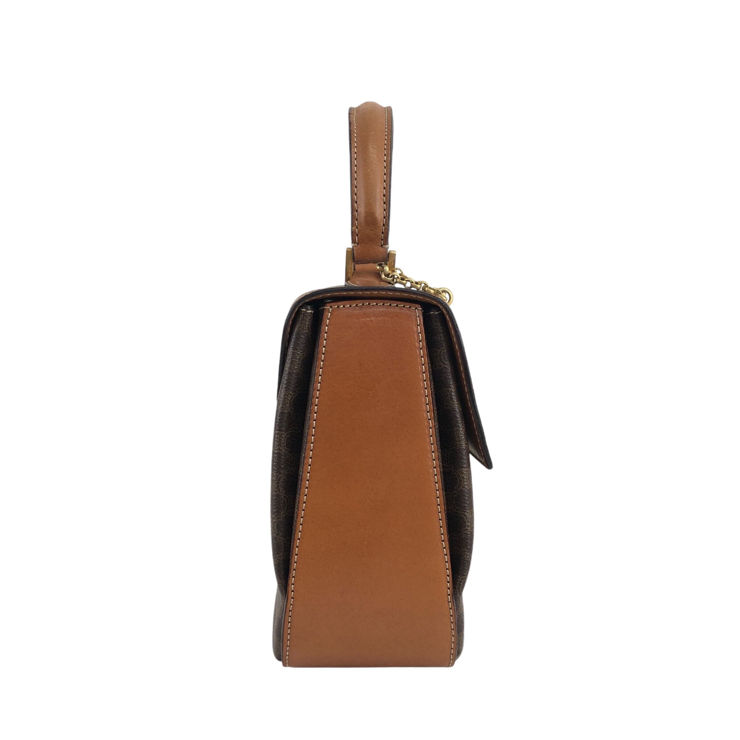 CELINE セリーヌ マカダム ショルダーバッグ ブラウン ターンロック