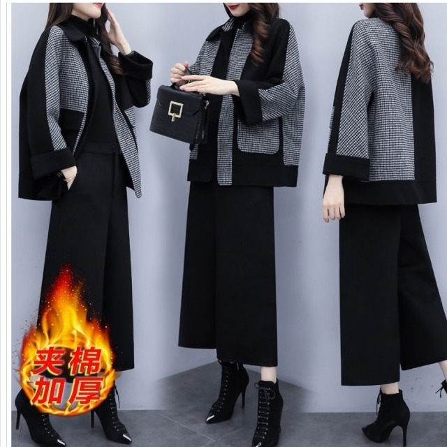 レディース 大きいサイズ 服 スーツ セットアップ レディース ジャケット ワイド クロップドパンツ 2点セット バイカラー 大きいサイズ Basecamp49