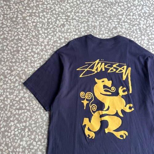 STUSSY / lion back print T-shirt size XL