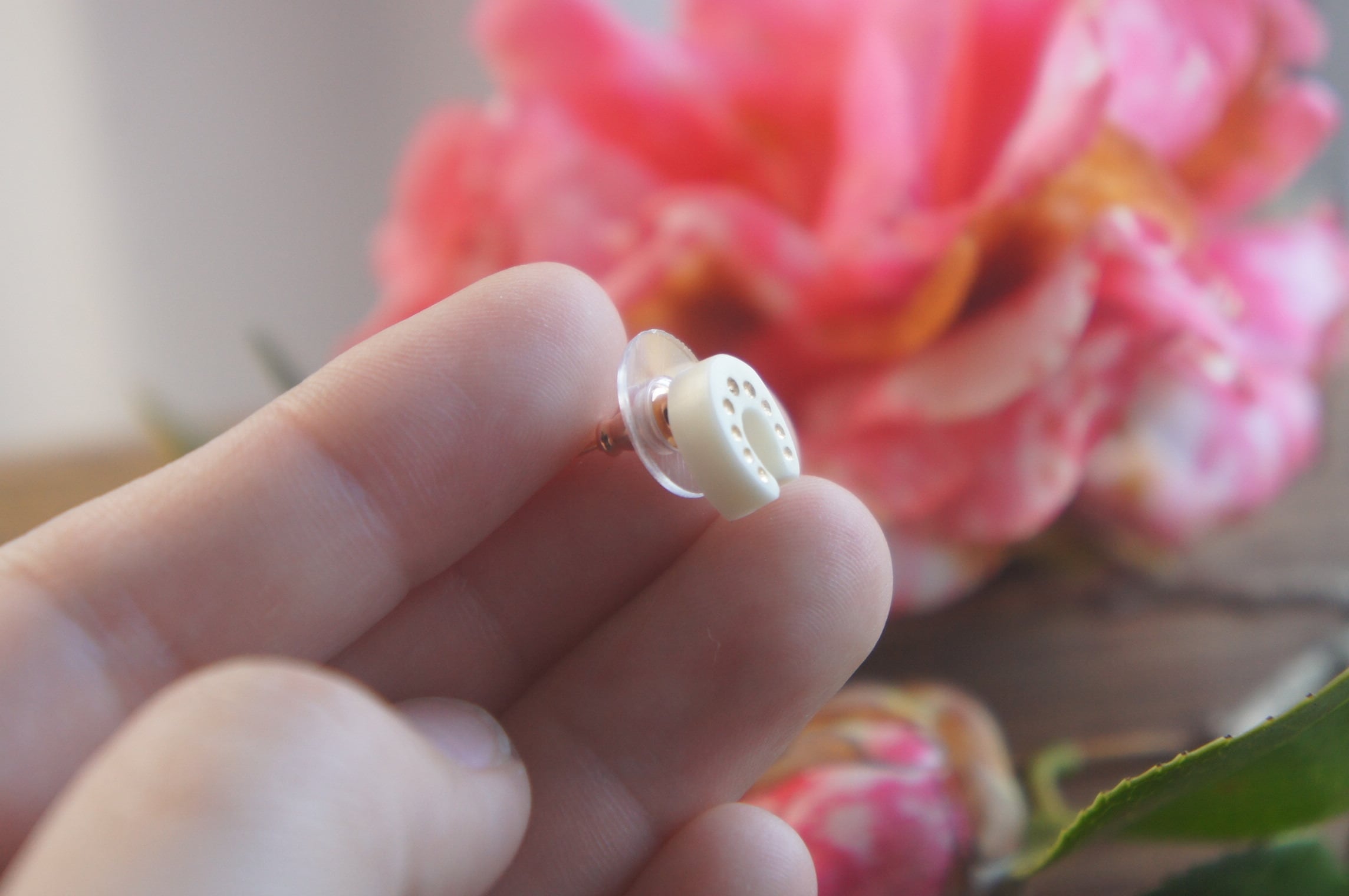 鹿角彫刻「馬と蹄鉄」ピアス（左右セット）【1】 | deer bone 