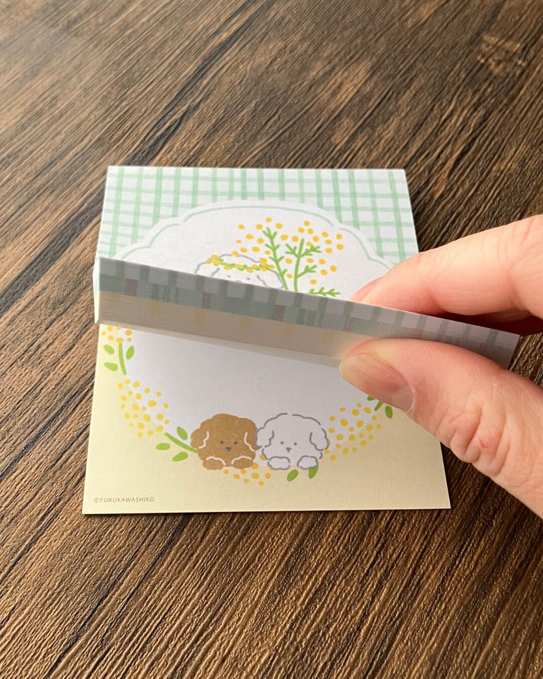 どこからでも使えるブロックメモ　ふわふわミモザ