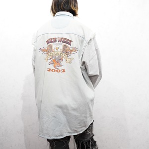 USA VNITAGE Biker Design NO SLEEVE DENIM SHIRT VEST/アメリカ古着ノースリーブデニムシャツ(ベスト)