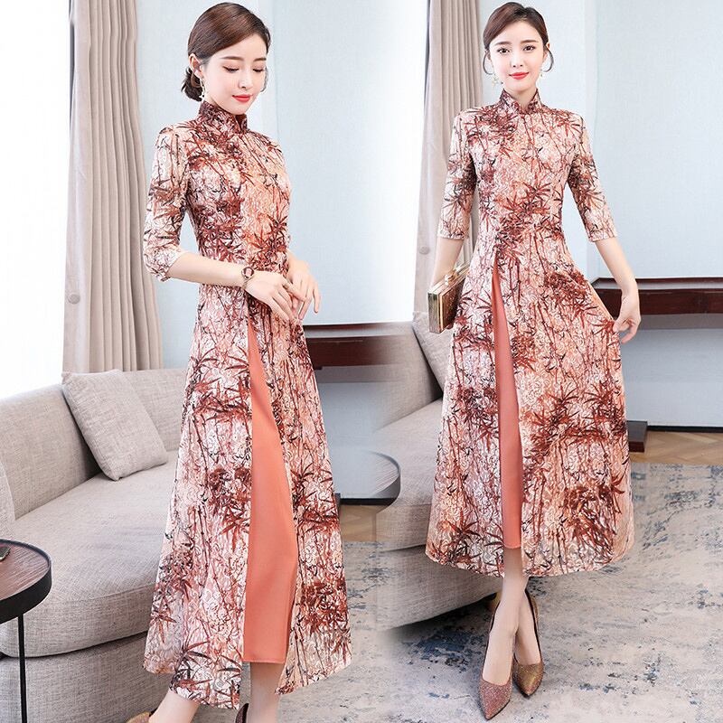 チャイナ風ドレス チャイナ風ワンピース ロングワンピース 大きい  