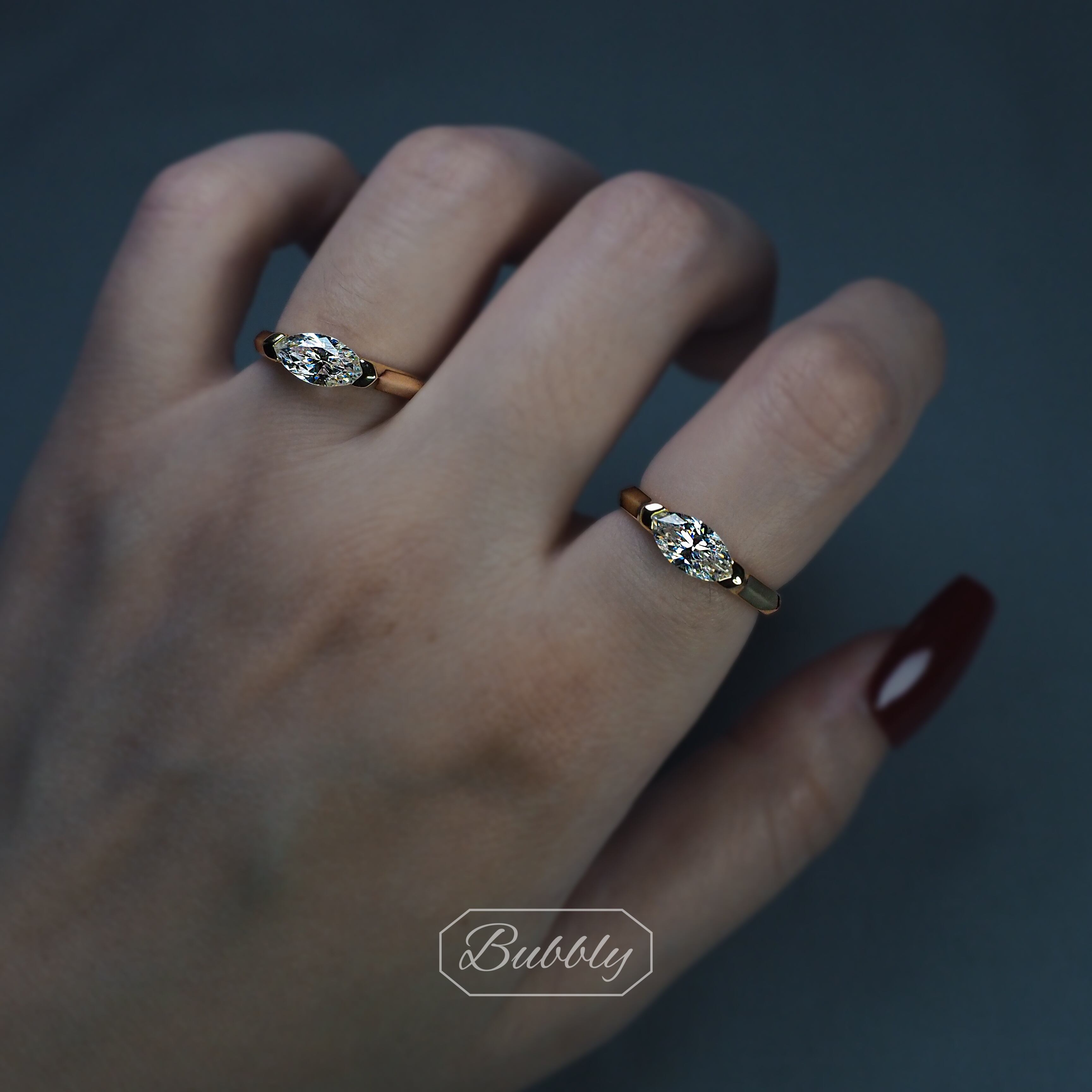 極上の輝き】マーキスカットダイヤ リング 1ct 【BU062】 | Bubbly