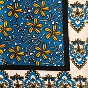 カンガ　ケニア　水色×黄［孝行息子の存在は両親の誉れ］