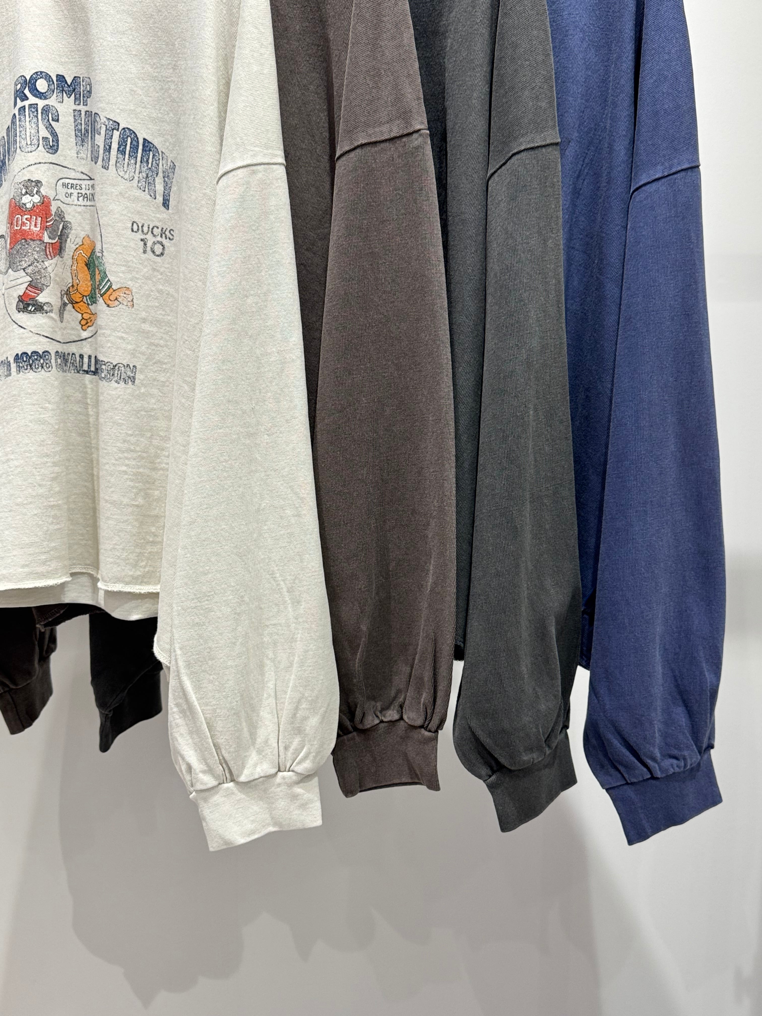 rugby print wide long T-shirt