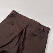 麻100% イタリー製 POLO RALPH LAUREN ポロ ラルフローレン センタープレス リネン スラックスパンツ サイズ 30 /ブラウン/サイドベルト