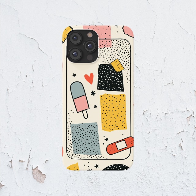 受注生産 iPhoneケース カラフル紙片のZINE柄｜紙もの風 ZINE018A