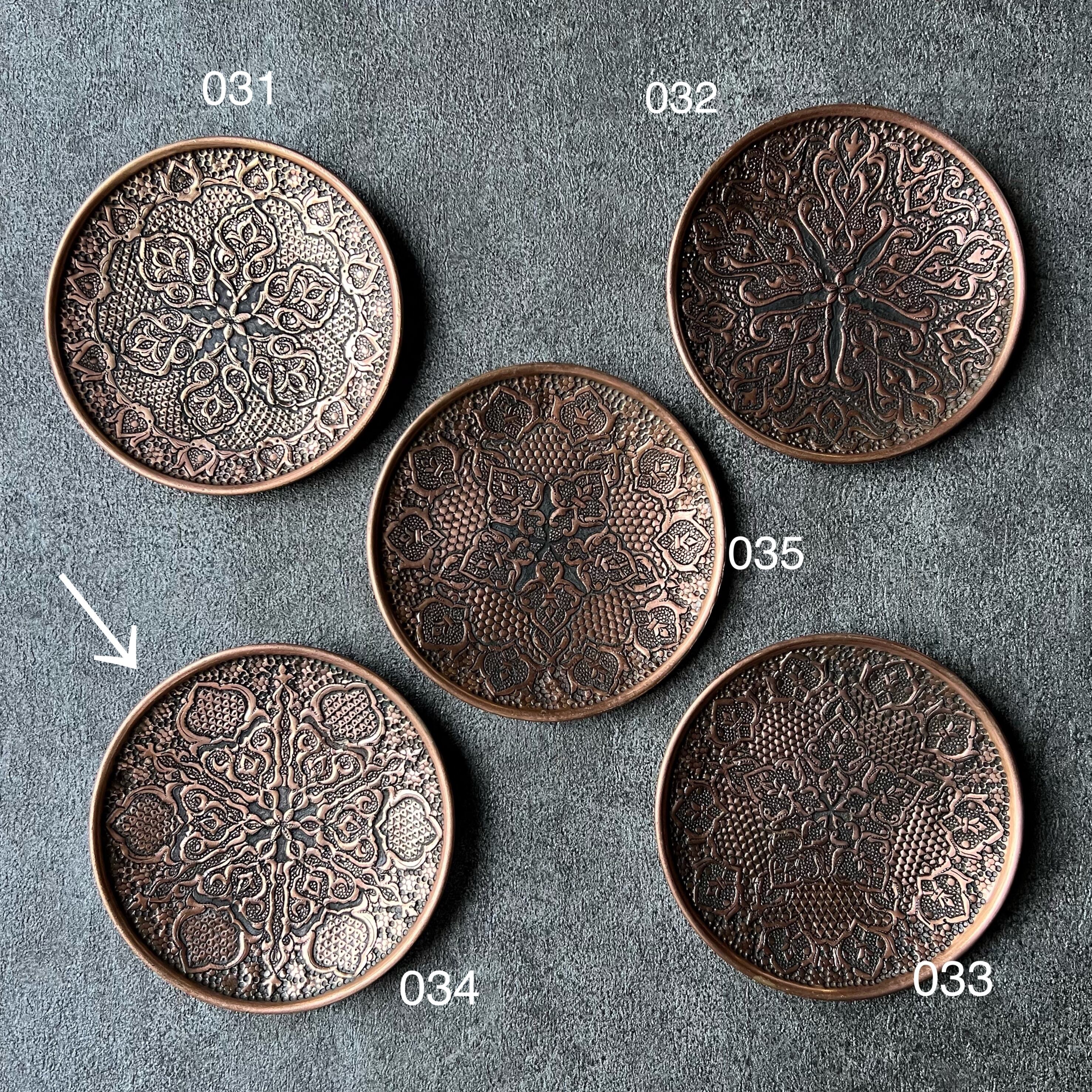 ペルシャの銅皿（ガラムザニー）Φ15cm 飾り皿 トレイ【GHALAM ZANI