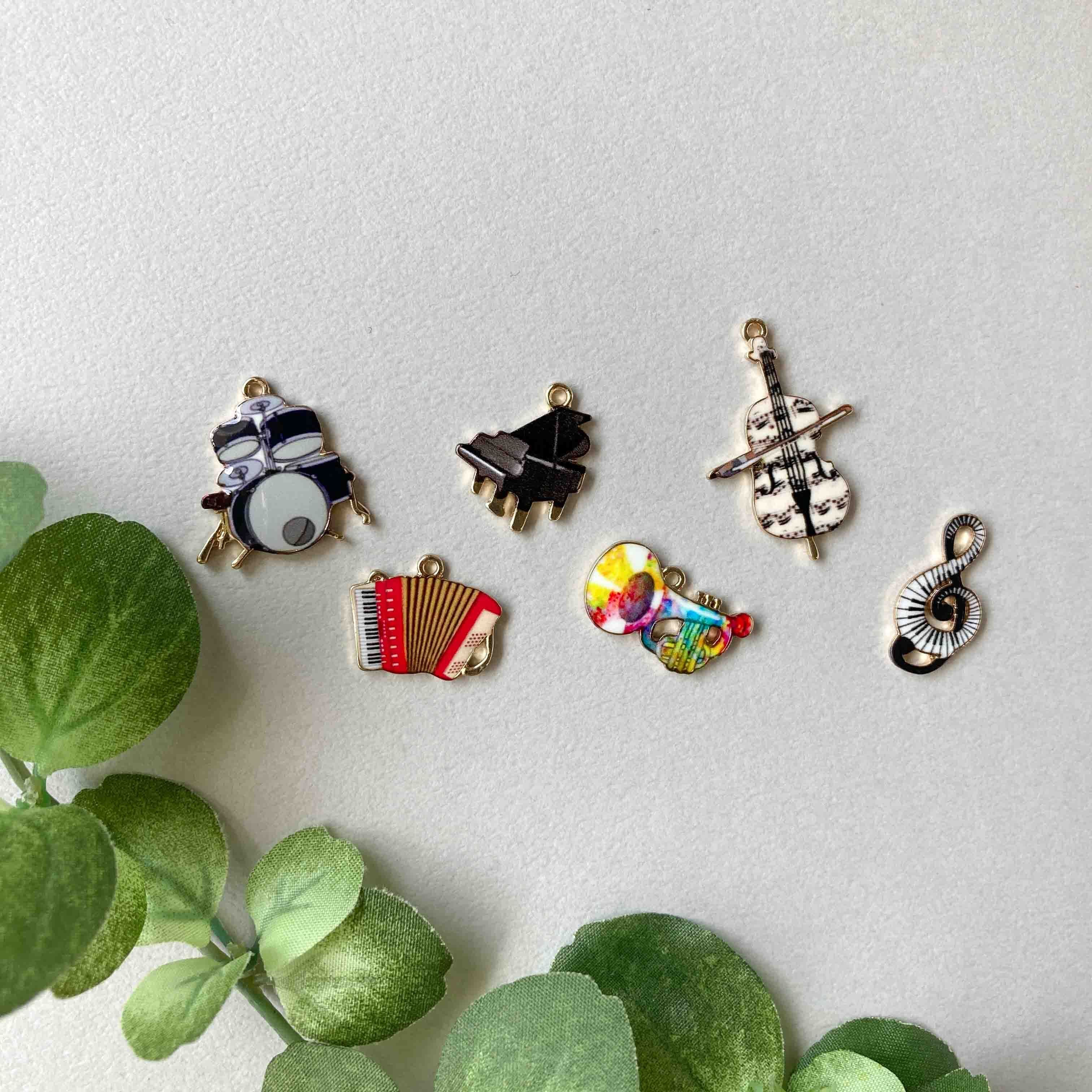音楽モチーフプリントメタルチャーム