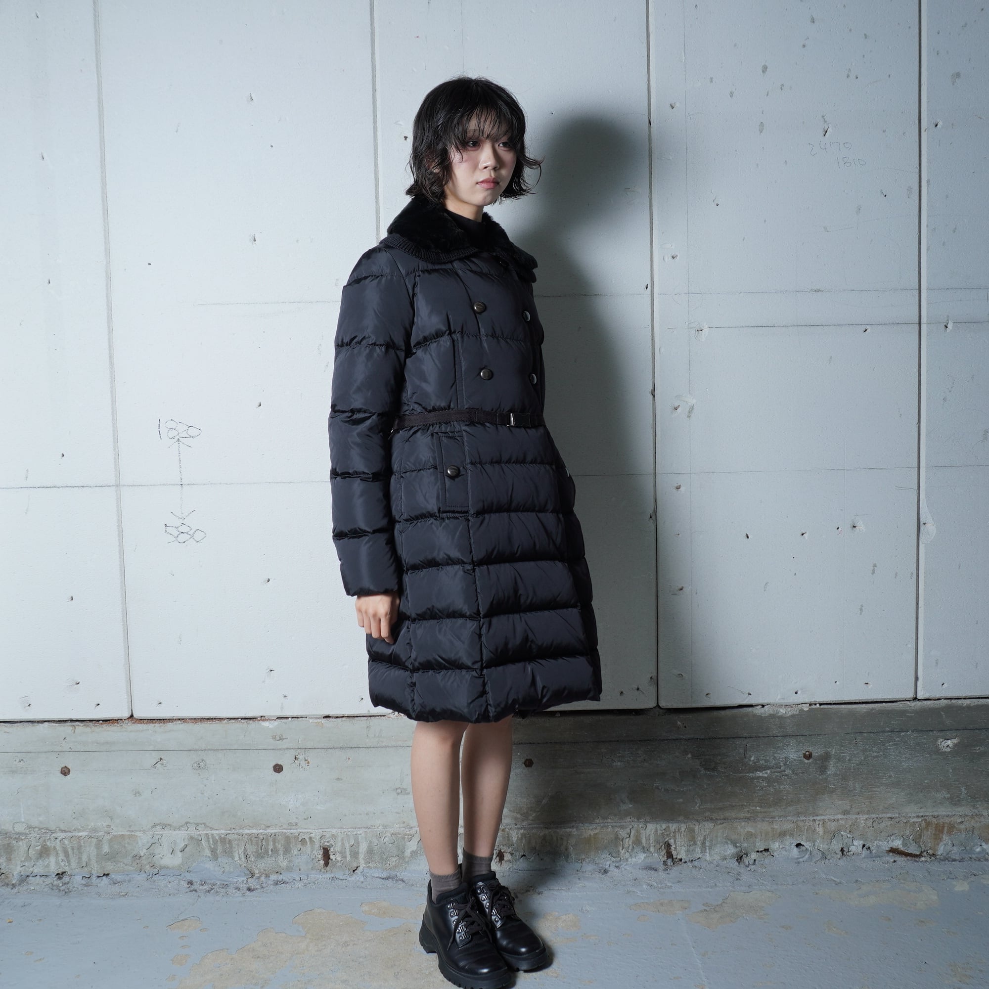 MONCLER】 モンクレール ラビットファーカラーロングダウンコート