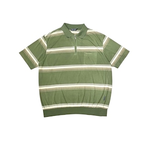 Vintage - Half Zip Border Polo Shirt (size-XL) ¥9000+tax