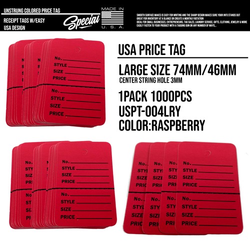 1000枚  USA アメリカ プライスタグ 値札 下げ札 紙タグ カラータグ 価格タグ ビンテージ 古着 アパレル店 雑貨店 店舗用品 フリーマーケット イベント1000枚入り : USPT-004LRY