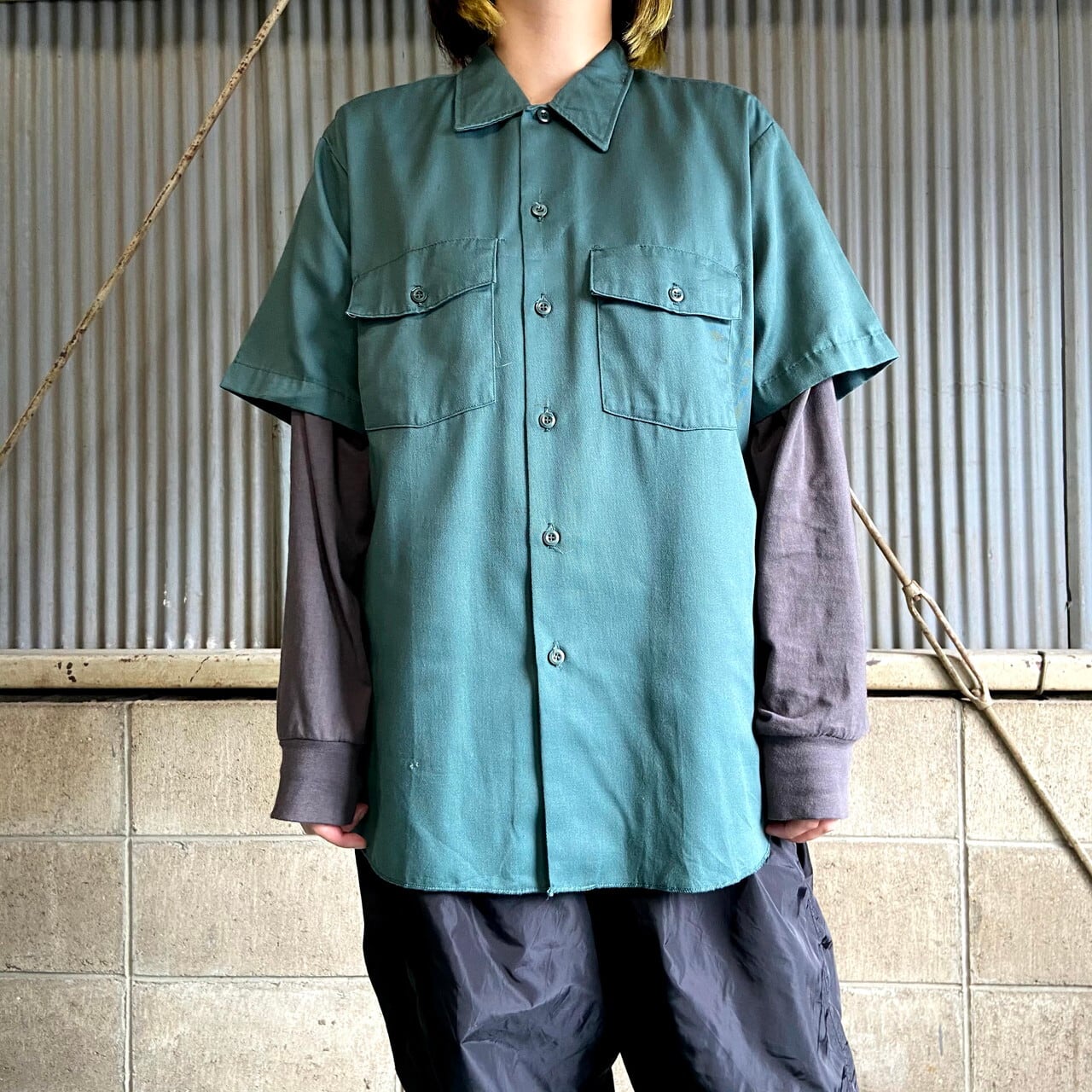 90年代 USA製 Dickies ディッキーズ 半袖ワークシャツ メンズL 古着 ...