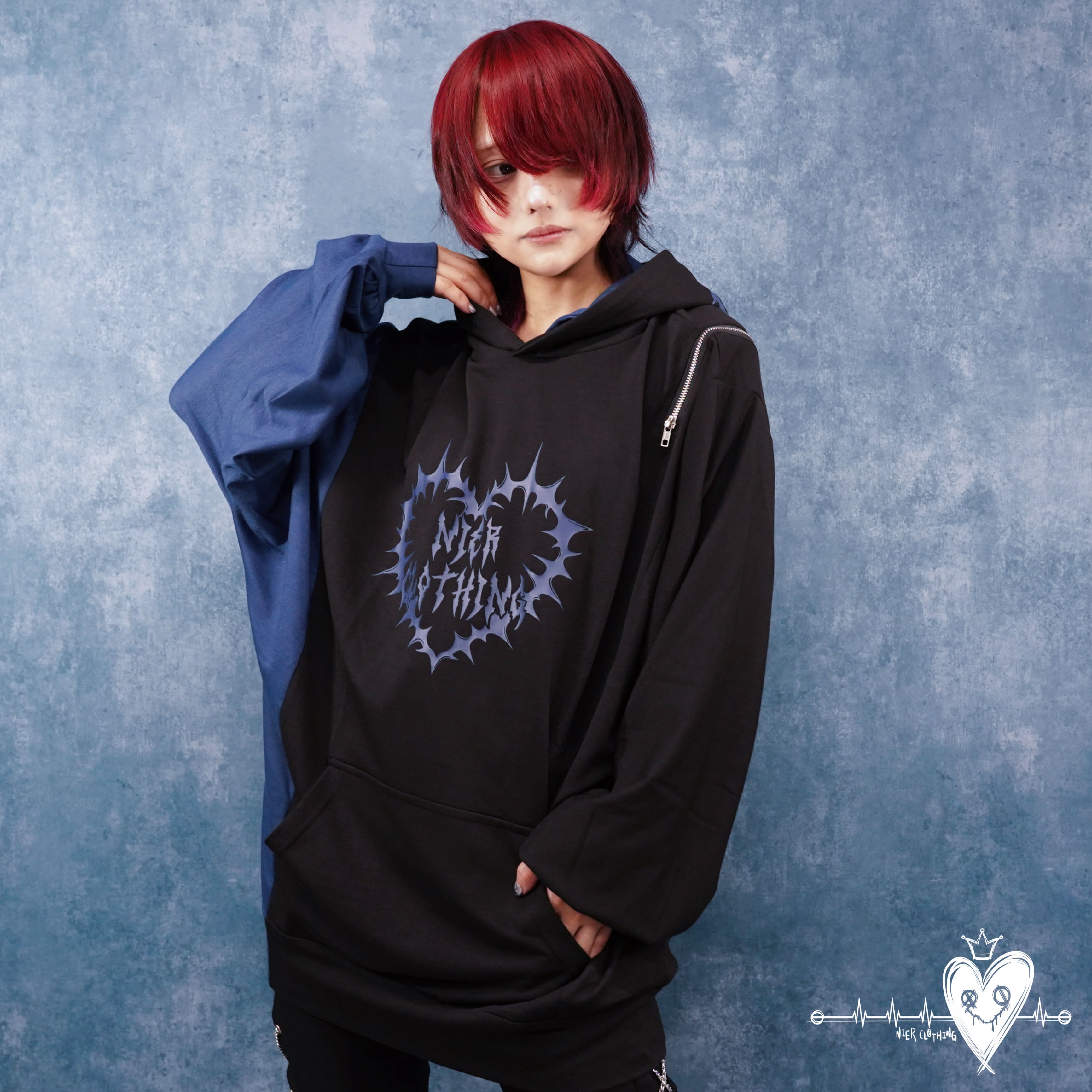 W HOOD BICOLOR PARKA【BLUE×BLACK】 | NIER CLOTHING