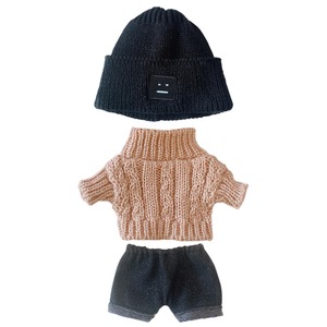 【数量限り】niannyyhouse　人形の服 20cm　着せ替え　帽子+セーター+半ズボン　3点セット　ツイストセーター　ぬいぐるみ 用　綿人形の服　人形ベビー服 (b7)