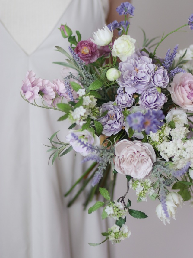 〈完成品販売ブーケ〉purple nuance artificial flower bouquet