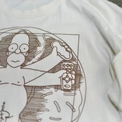 custom short length Simpsons Vitruvian Man print tee