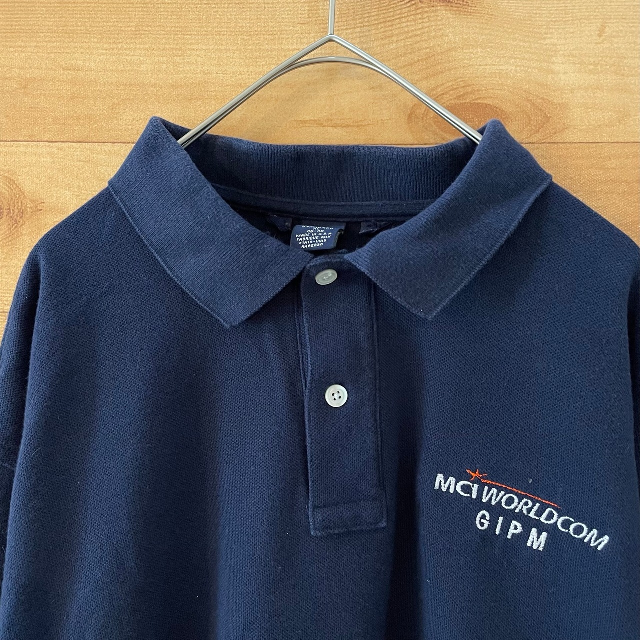 【USA古着】USA製 企業系 ポロシャツ XL ワンポイント 企業ロゴ MCI WORLDCOM GIPM アメリカ古着