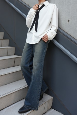 【ALUDEOSAKA】silver button necktie shirt