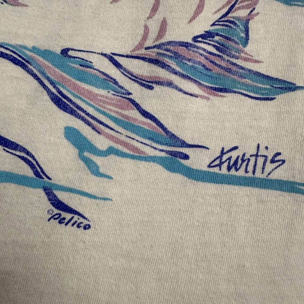 90s USA製 アート 魚 人面 シングルステッチ 半袖Tシャツ 白 | RUFFY