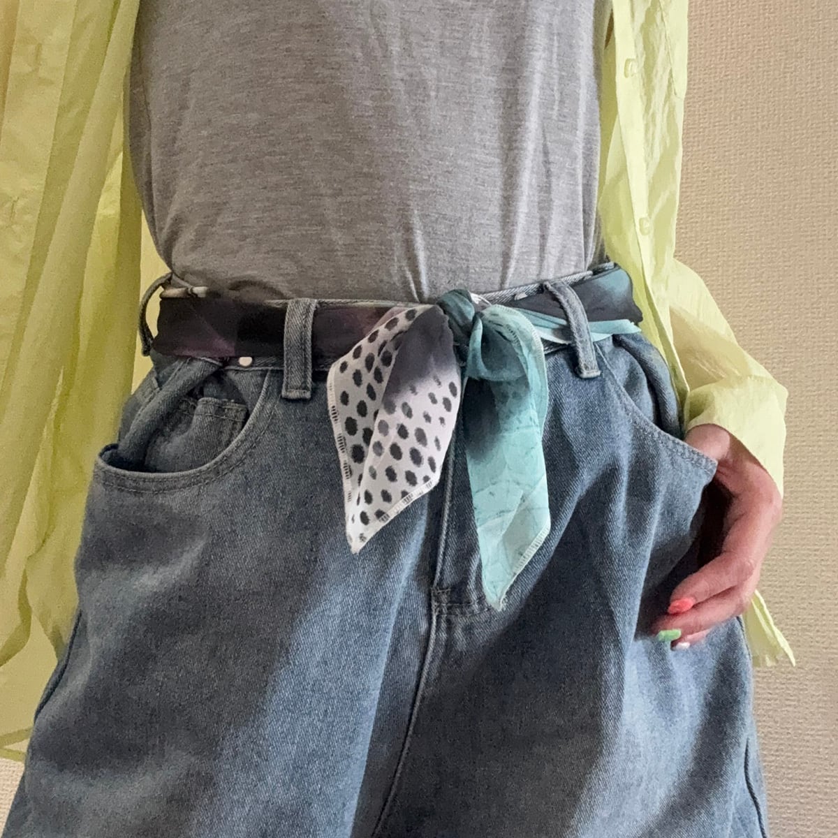 スカーフ-水色の花園 | iro.Sekai..