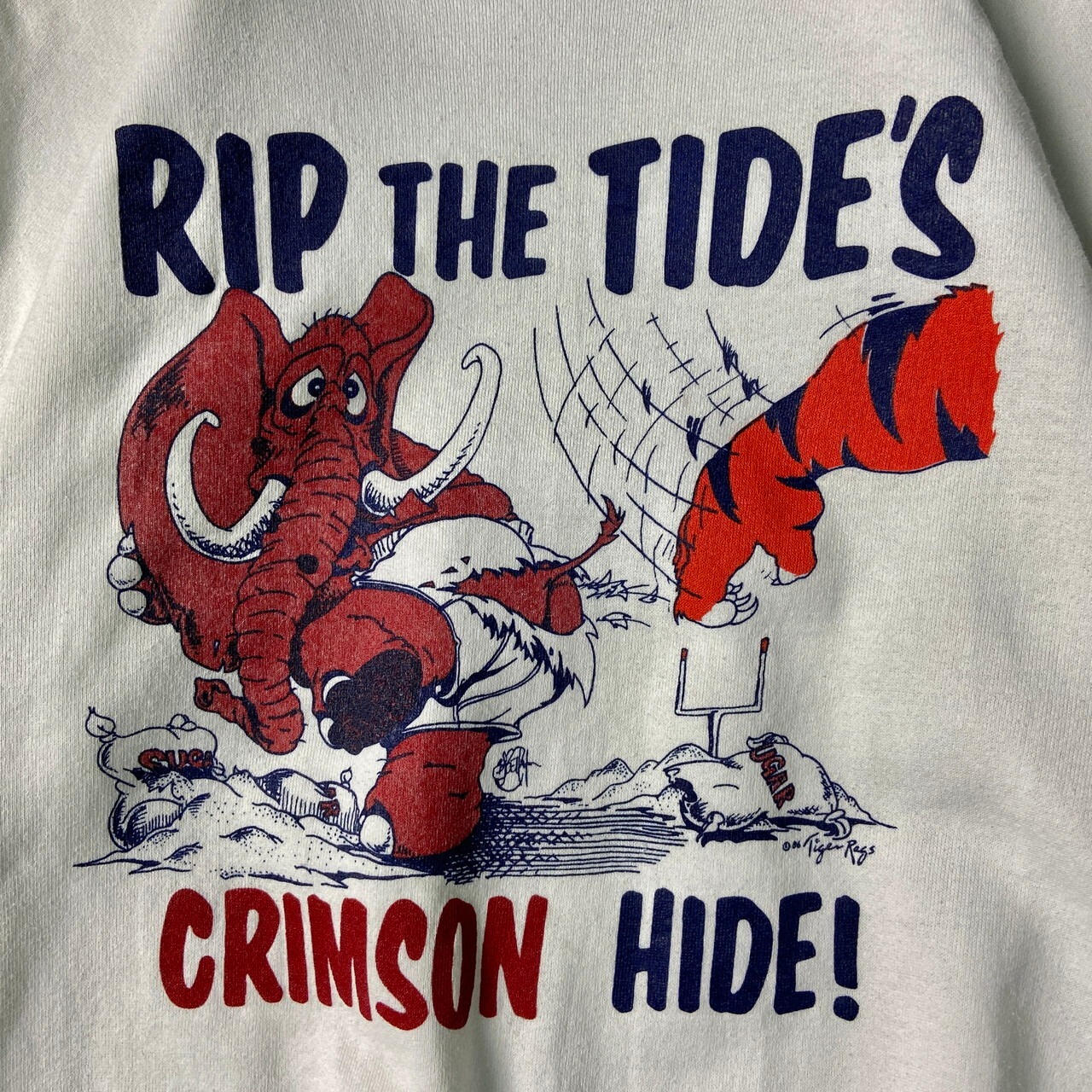 80年代 USA製 TIGER RAGS AUBURN TIGERS プリントスウェットシャツ 