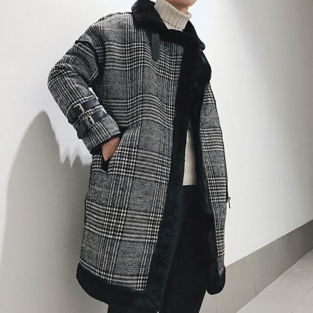 【予約販売】ボアコート メンズ アウター フェイクファー 裏ボア ブラウン チェック柄 ブラック ミディアム丈 防寒 お洒落 こなれ感 ベーシック 秋冬 大きいサイズ M/L/XL/2XL