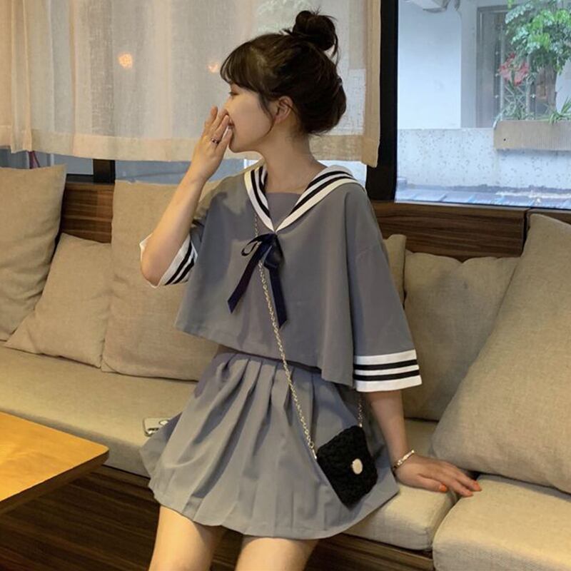 サマースーツレディース2020ニューネイビースタイルスチューデントジャケットネットレッドスカートファッションカジュアルツーピーストレンド 萌量不足62956631031