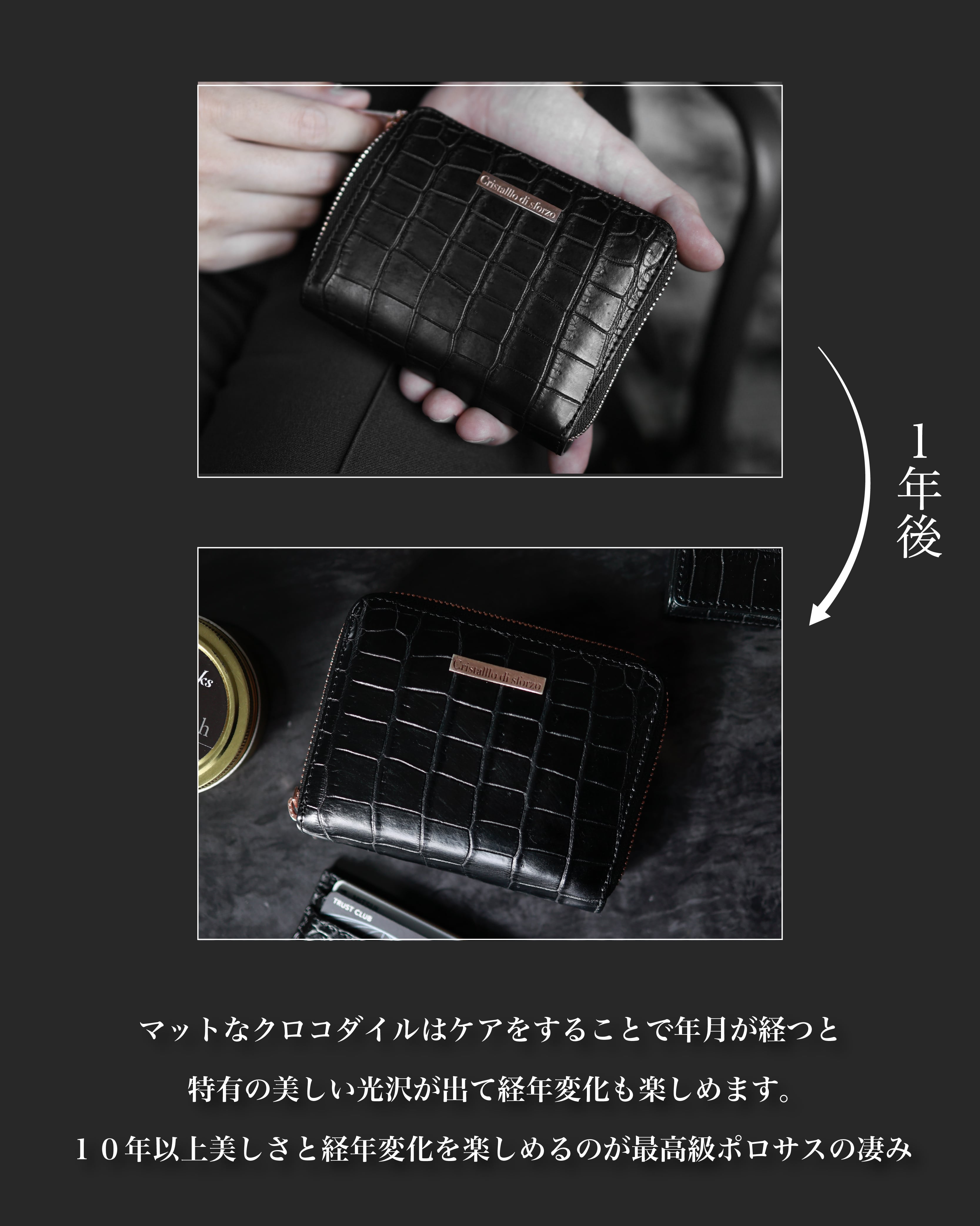 即納在庫入荷】【圧倒的高級感】Crocodile Porosus Middle Wallet【最