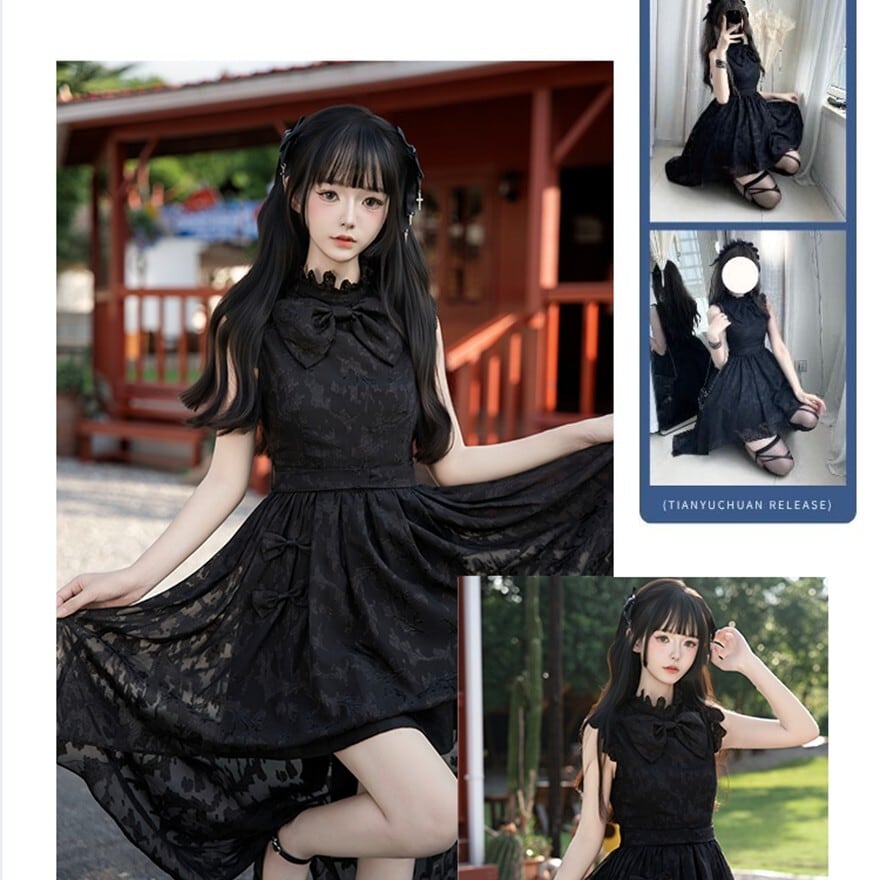 putumayo プトマヨ　フィッシュテールワンピース　刺繍　ロリータ　ゴシック ゴスロリ フィッシュテールワンピース 黒 撮影会向け | ゴスロリ通販