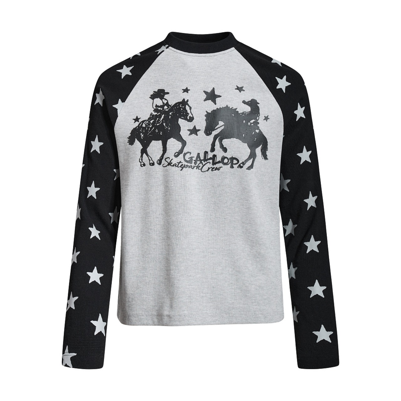 VINTAGE ストリート スタースリーブ ワッフルロングTシャツ T2245