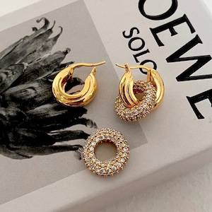 18k High quality / cubic doughnut pierce【 2color 】No.P105