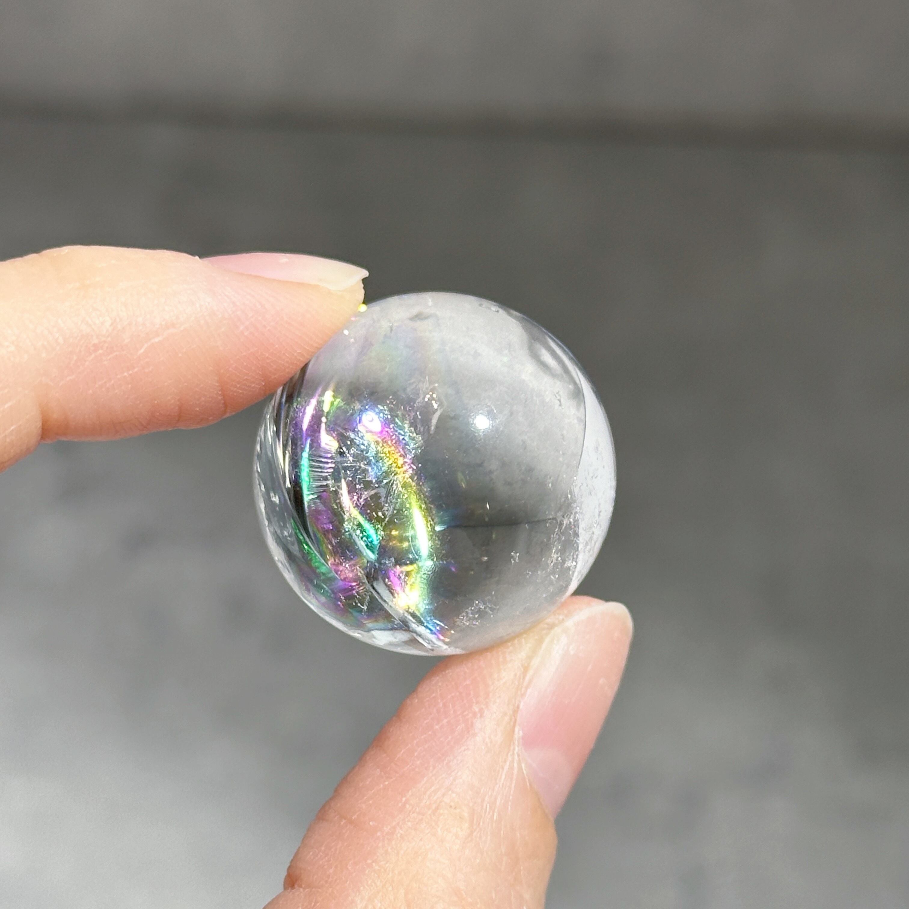 透明感・虹◎クリア(クラック)クォーツ スフィア02 ◇ Clear quartz ◇ 天然石・鉱物・パワーストーン