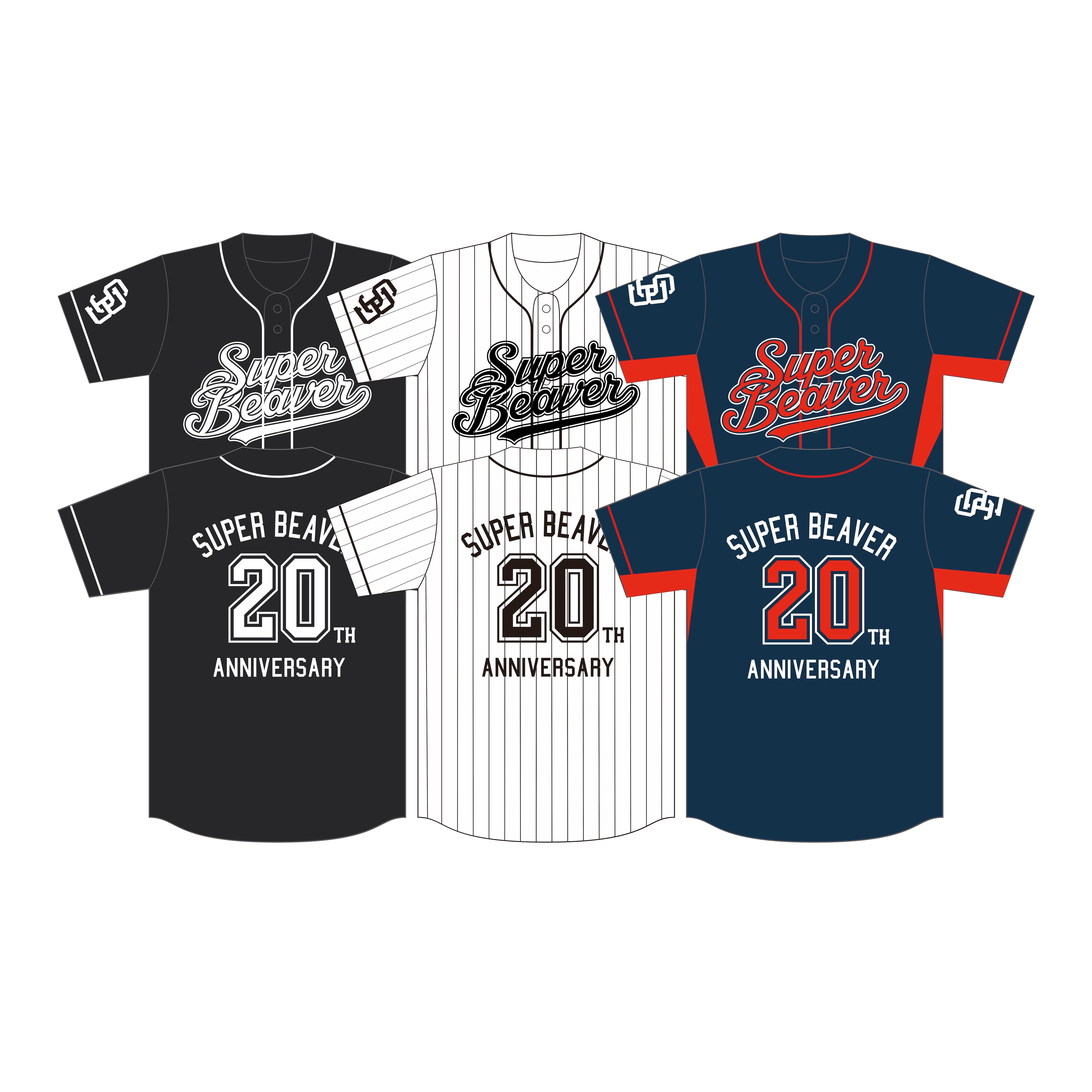 SUPER BEAVER ベースボールシャツ ブラック Lサイズ SUPER BEAVER 20th ユニホーム ブラック L ベースボールシャツ