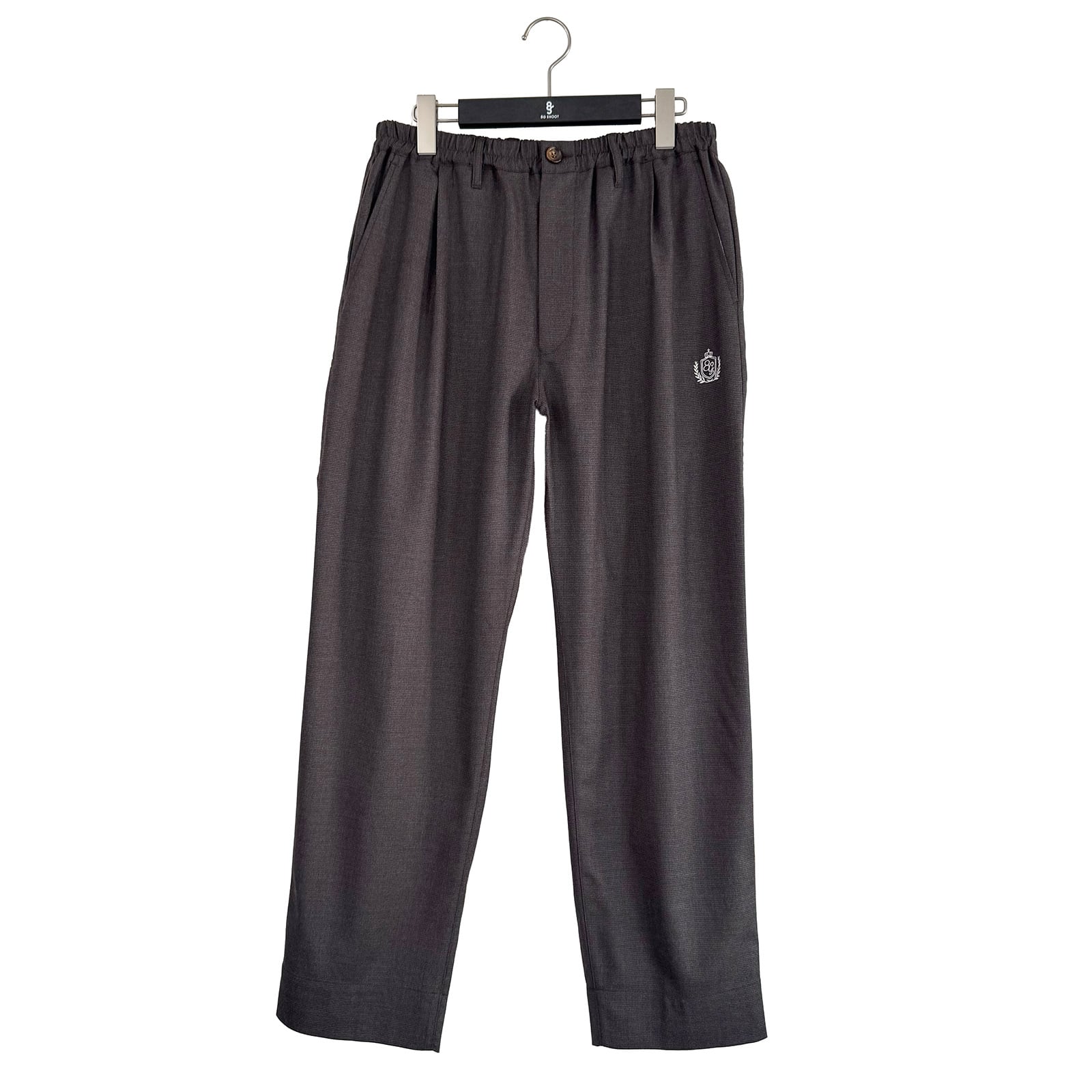 ONE TUCK WOOL BLEND PANTS -BROWN CHECK-