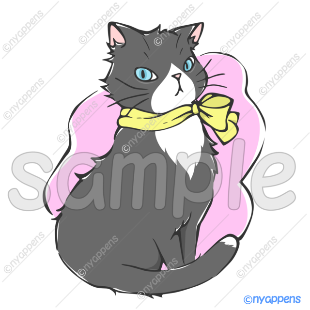【商用利用OK】手書き猫イラスト＜M5＞黒猫