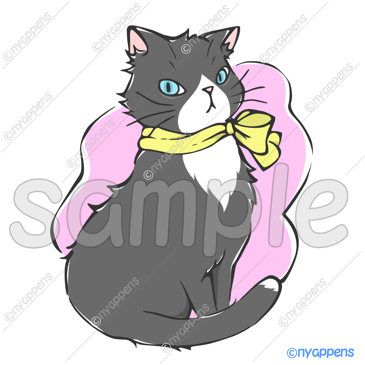 【商用利用OK】手書き猫イラスト<M5>黒猫