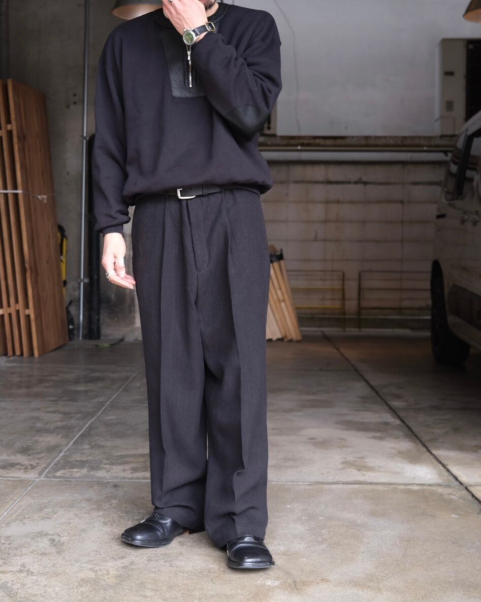 Men's BATONER” OCHIWATA LINEN HOPSACK ONE TUCK TROUSERS NATURAL