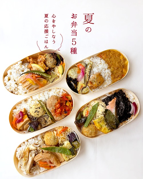 夏のお弁当5種セット【無添加、無農薬米、有機・特別栽培野菜】