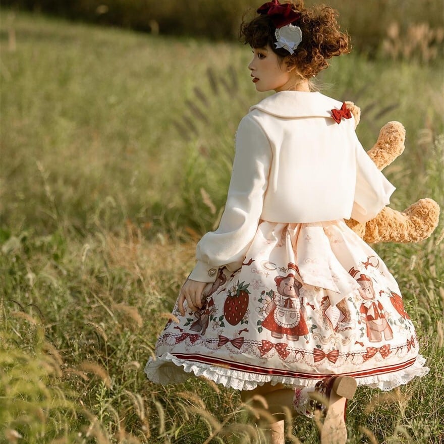 スイートロリィタ セットアップ くまちゃん イチゴ プリント柄