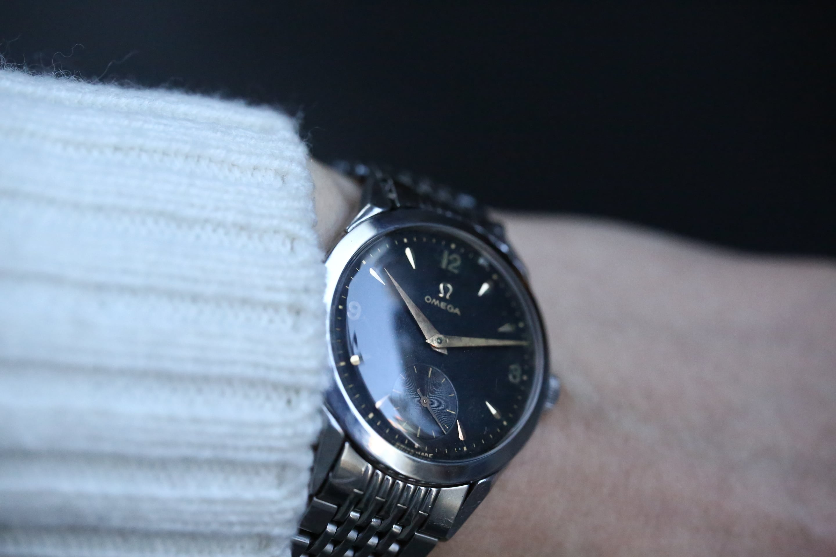 OMEGA】 1950's オメガ 30mmキャリバー オリジナルブラック OMEGA】 1950's オメガ 30mmキャリバー オリジナルブラック