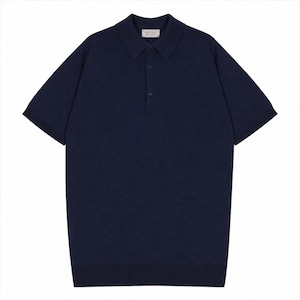 ★定価101,200円・新品未使用★ジョンスメドレー ZANDER ザンダー 至高のシルク×カシミヤ ニットポロシャツ ロイヤルネイビー Sサイズ