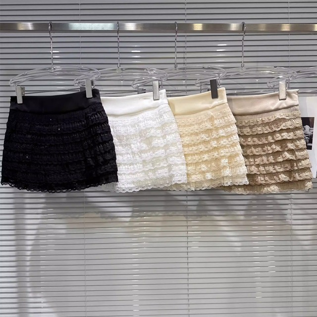 【bottoms】レースミニティアードスカート Q7749