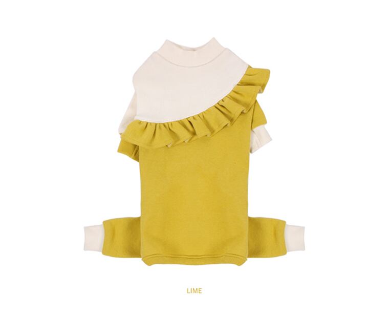 【SALE】斜線フリルオールインワン S ~ XL 2color  /  犬服 新作 オールインワン つなぎ ドッグウェア 小型犬 中型犬