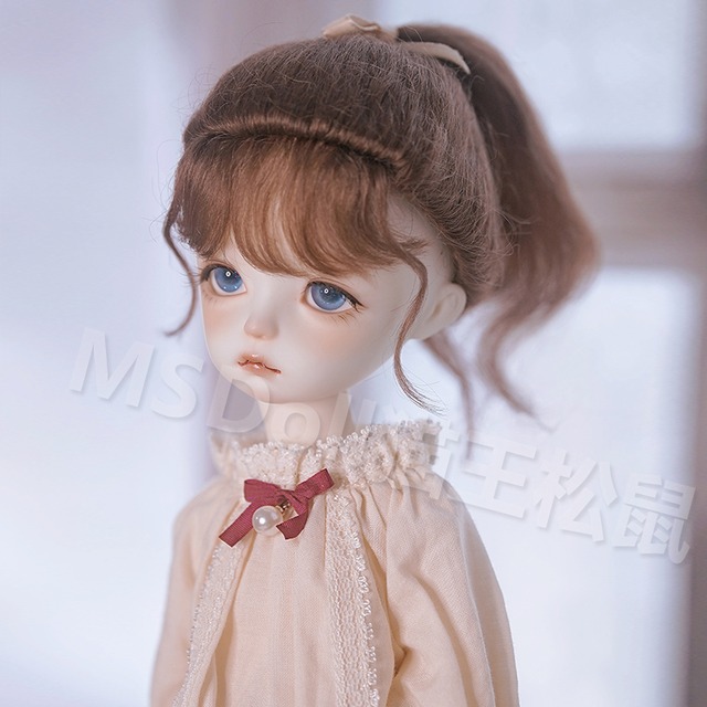 BJD ドール用 ウィッグ  モヘア  ポニーテール 幼SDサイズ人形用MS-doll