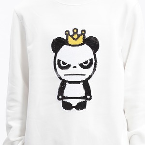 送料無料 【HIPANDA ハイパンダ】メンズ キングパンダ スパンコール スウェット トレーナー MEN'S KING PANDA  SEQUINS CREW NECK SWEAT SHIRT / WHITE・BLACK