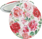 ロイヤルアーデン 鏡 コンパクトミラー ラウンド ローズ ホワイト 7×7×1cm バラ雑貨 等倍&拡大2倍