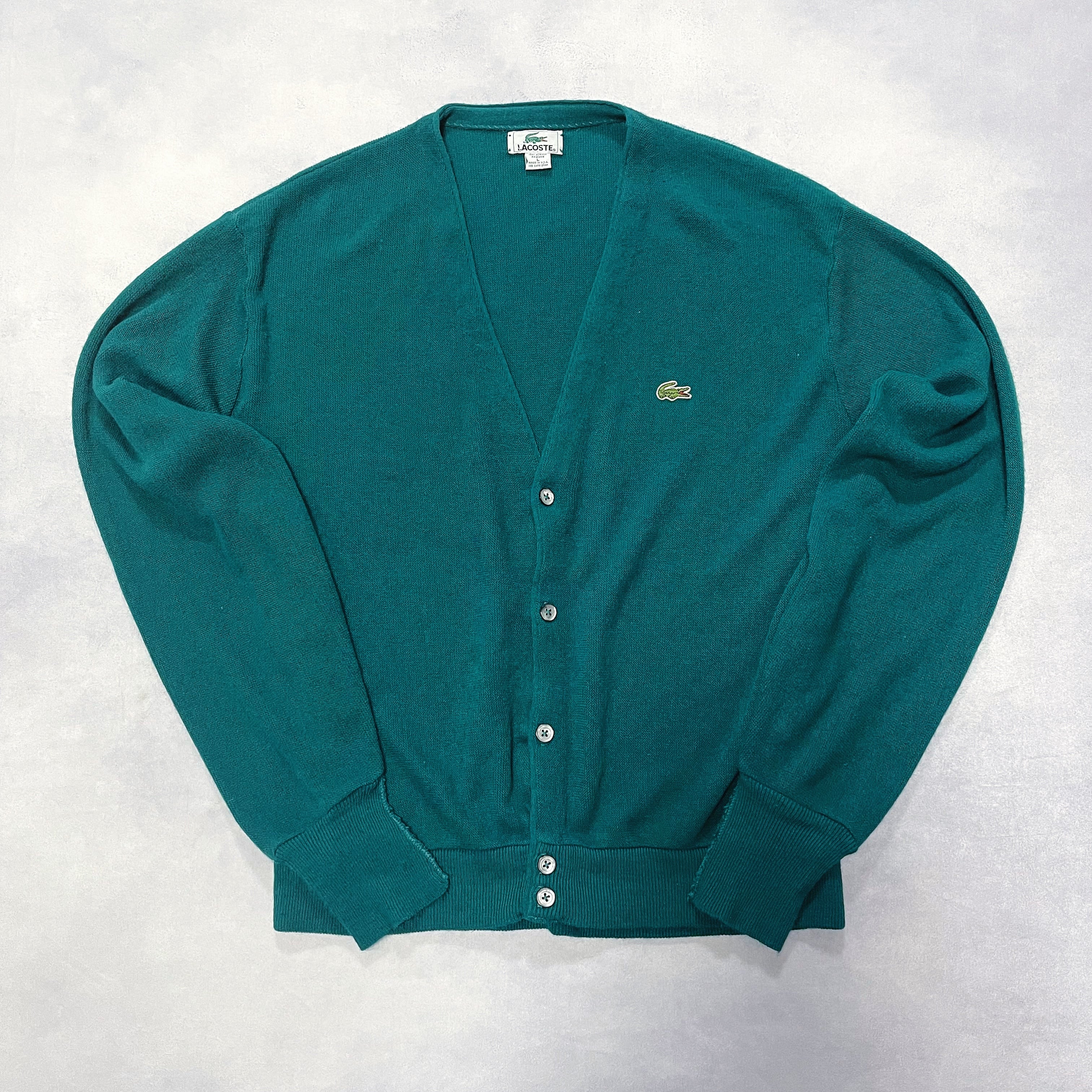 80's USA製 LACOSTE ラコステ アクリルカーディガン グリーン | 古着屋