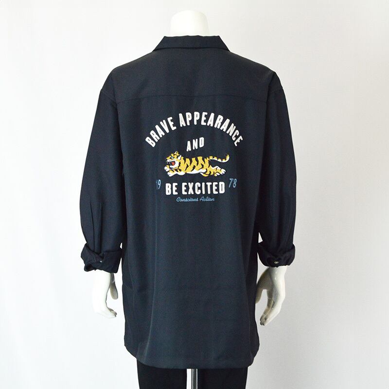 【大きいサイズ】POWER TO THE PEOPLE|虎刺繍シャツ|パワートゥーザピープル メンズ 6501718 ブラック